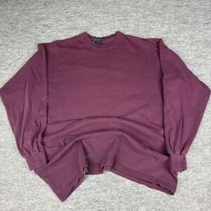 Vintage Blank Long Sleeve T-Shirt Burgundy Maroon Made in USA Cotton Mens Medium
